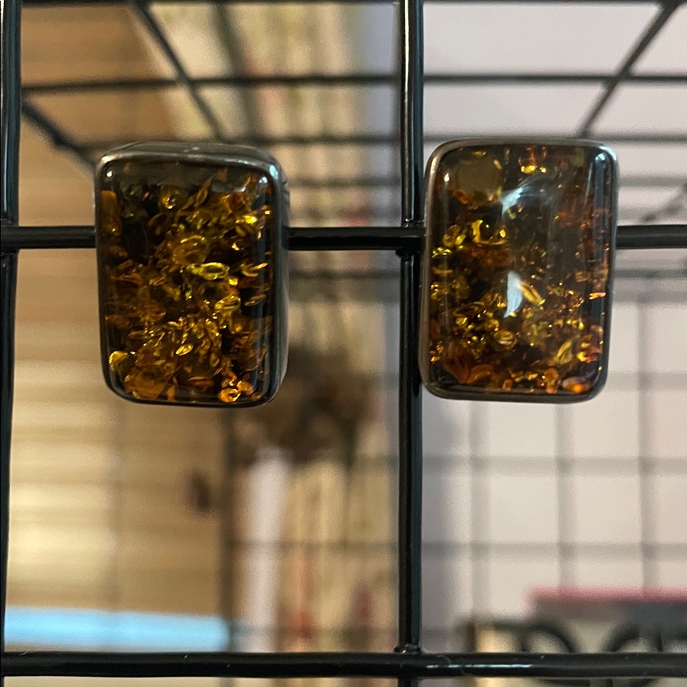 Rectangular Amber Earrings - image 3